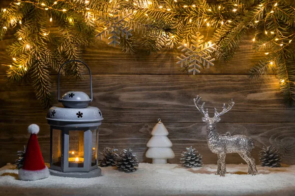 Carte Noël Avec Guirlande Décorations Noël Espace Copie Image En Vente