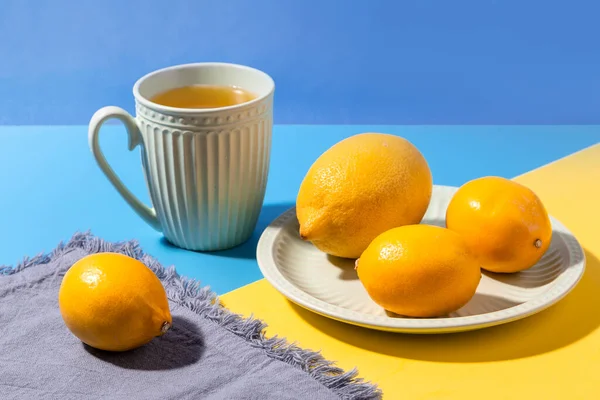 Pırıl Pırıl Arka Planda Taze Limonlar Boşluğu Kopyala — Stok fotoğraf