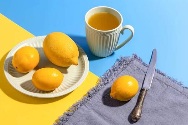 Pırıl Pırıl Arka Planda Taze Limonlar Boşluğu Kopyala — Stok fotoğraf