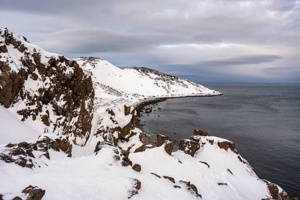 Costa Mar Barents Final Fevereiro Teriberka Rússia — Fotografia de Stock