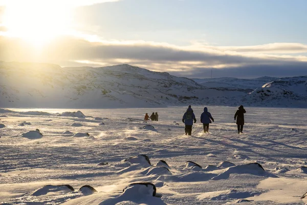 Şubat Ayı Sonunda Barents Denizi Kıyısında Teriberka Rusya Barents Denizi — Stok fotoğraf