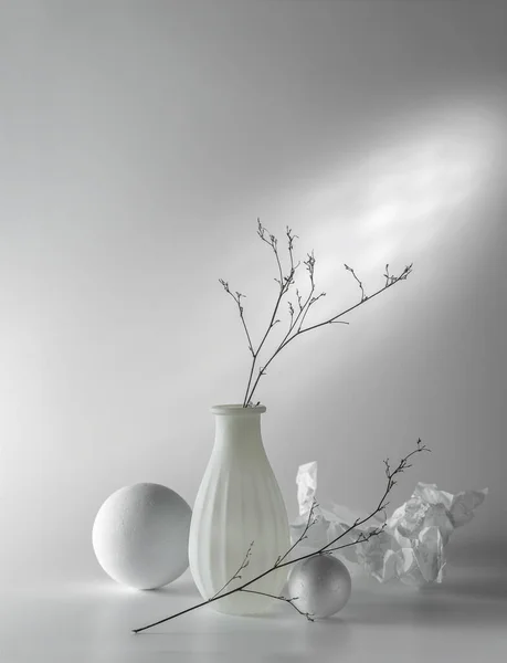 Minimalistic Monochrome Still Life Composition Copy Space Abstract Modern Art — Stock Photo, Image