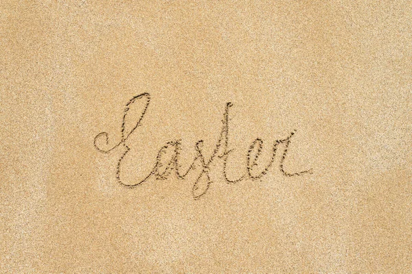 Drawing Easter Word Sand Beach — Stock Photo, Image