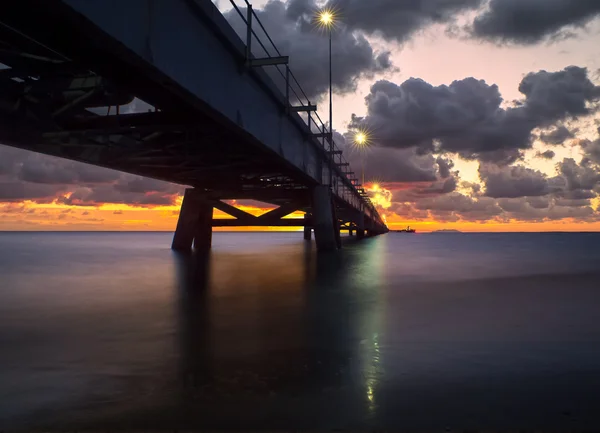Sunset at bridge long exposure — Stock Photo, Image