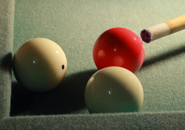 Carmbole billiards in the corner with worn cloth — Stock Photo, Image