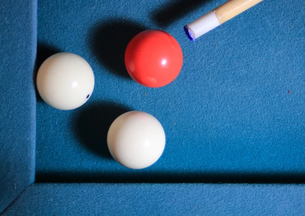 Carambole billards com bolas no canto — Fotografia de Stock