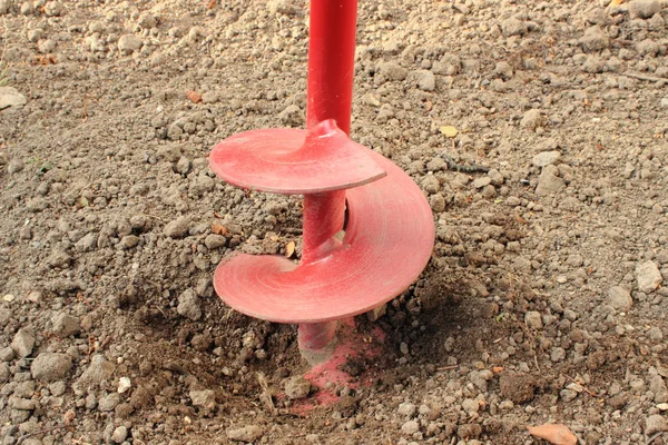 Home tool for drilling holes for wood poles — Stock Photo, Image