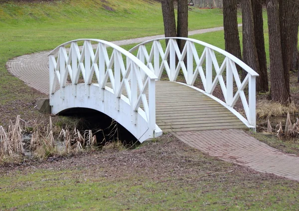 Witte brug en pad in park — Stockfoto