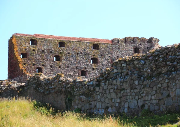Binnen hammershus kasteel ruïne op bornholm — Stockfoto