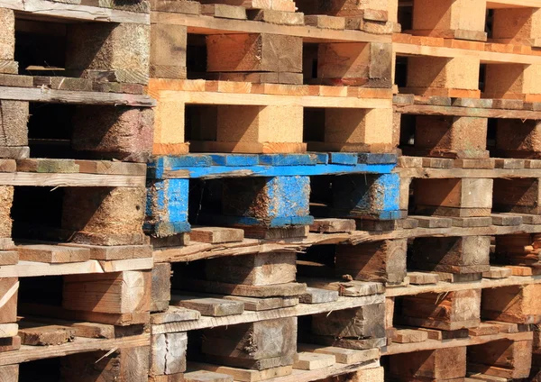 Perspectiva de paletas de transporte de madera — Foto de Stock