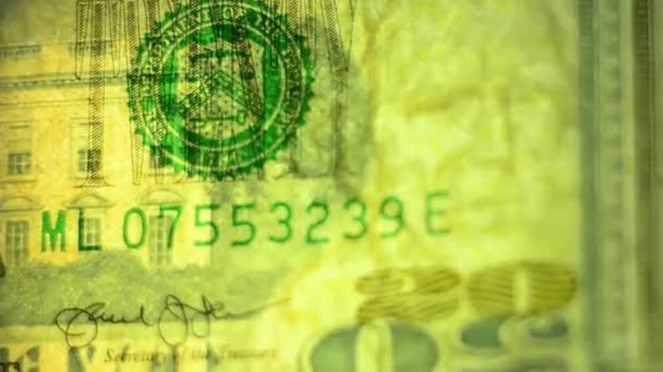 Autenticación de billetes de veinte dólares de los EE.UU. para la liquidación. — Vídeo de stock