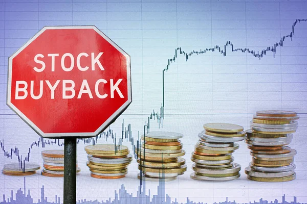 Stock Buyback Sign Graph Coins Background — Stockfoto