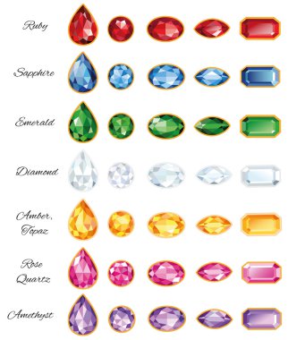 Seven Sets Of Jewelry With Text clipart
