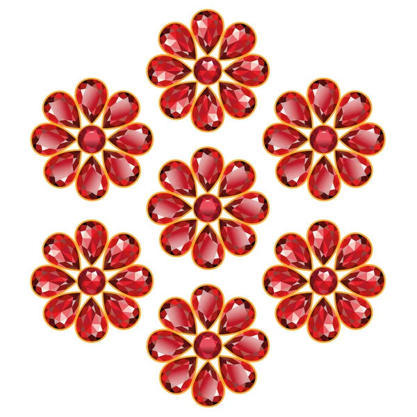 Röda blommor av rubiner — Stock vektor