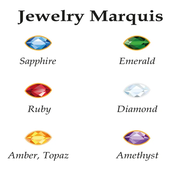 Μαρκήσιος κοσμήματα. μεμονωμένα αντικείμενα — Διανυσματικό Αρχείο