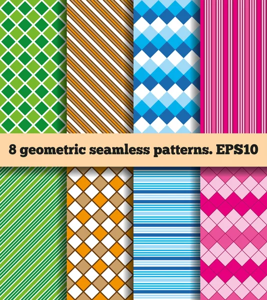 Set of geometric seamless patterns — Stock Vector