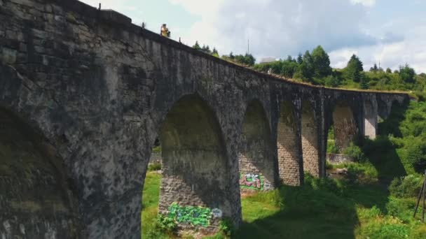 Vorokhta Ukraine Old Railway Bridge Old Viaduct Vorohta Ukraine Carpathian — Video Stock
