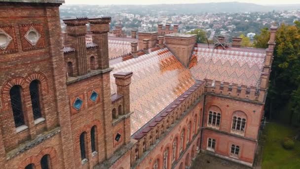 Chernivtsi Ukraine Αεροφωτογραφία Του Πανεπιστημίου Yury Fedkovych Στο Chernivtsi Πρωινή — Αρχείο Βίντεο