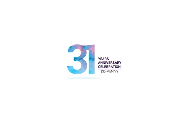 Years Anniversary Celebration Logotype Anniversary Logo Watercolor Purple Blue Isolated — ストックベクタ