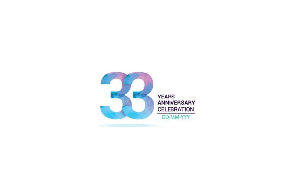 Years Anniversary Celebration Logotype Anniversary Logo Watercolor Purple Blue Isolated — Stock Vector