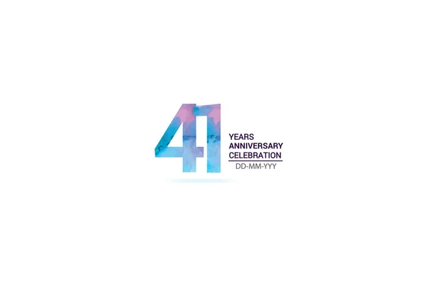 Years Anniversary Celebration Logotype Anniversary Logo Watercolor Purple Blue Isolated — Stock Vector