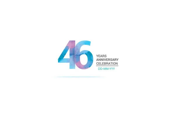 Years Anniversary Celebration Logotype Anniversary Logo Watercolor Purple Blue Isolated — Stock Vector