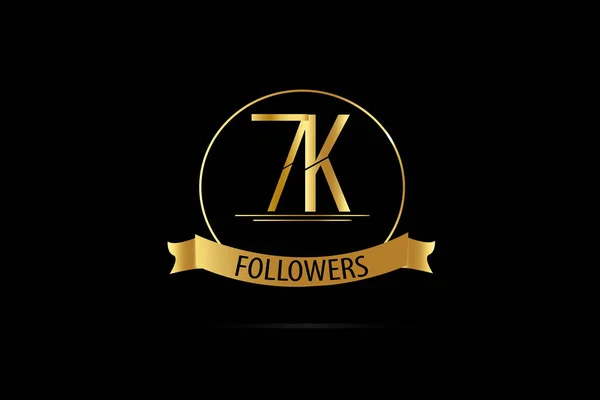 Luxury Black Gold 7000 Followers Thank You Anniversary Minimalist Logo — Stockový vektor