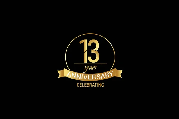 Luxury Black Gold Years Anniversary Minimalist Logo Years Jubilee Ribbon — Vector de stock