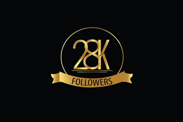 Luxury Black Gold 28K 000 Followers Thank You Anniversary Minimalist — Image vectorielle