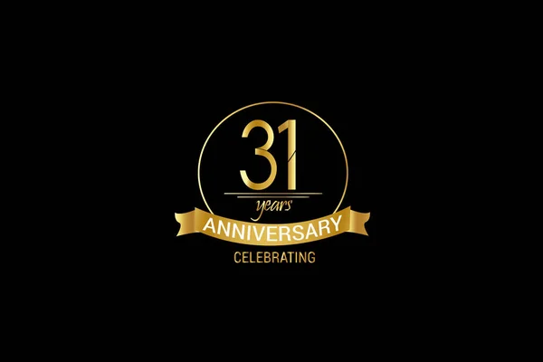 Luxury Black Gold Years Anniversary Minimalist Logo Years Jubilee Ribbon — Archivo Imágenes Vectoriales