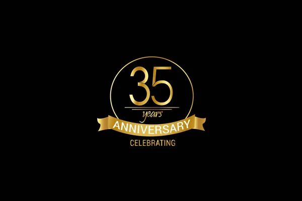 Luxury Black Gold Years Anniversary Minimalist Logo Years Jubilee Ribbon — Stockvektor
