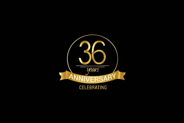 Luxury Black Gold Years Anniversary Minimalist Logo Years Jubilee Ribbon — Archivo Imágenes Vectoriales