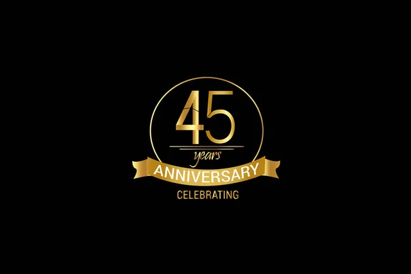 Luxury Black Gold Years Anniversary Minimalist Logo Years Jubilee Ribbon — Stock vektor