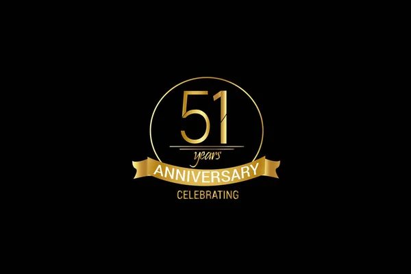 Luxury Black Gold 51V Years Anniversary Minimalist Logo Years Jubilee — Stock vektor