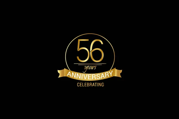 Luxury Black Gold Years Anniversary Minimalist Logo Years Jubilee Ribbon — 스톡 벡터