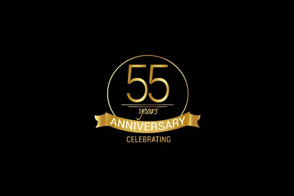 Luxury Black Gold Years Anniversary Minimalist Logo Years Jubilee Ribbon — Stock vektor