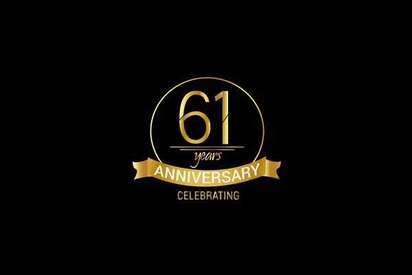Luxury Black Gold Years Anniversary Minimalist Logo Years Jubilee Ribbon — Archivo Imágenes Vectoriales