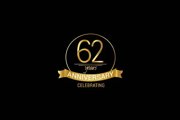 Luxury Black Gold Years Anniversary Minimalist Logo Years Jubilee Ribbon — Archivo Imágenes Vectoriales