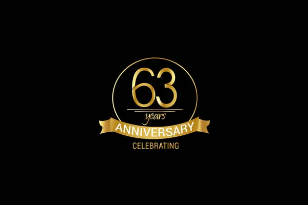 Luxury Black Gold Years Anniversary Minimalist Logo Years Jubilee Ribbon — ストックベクタ