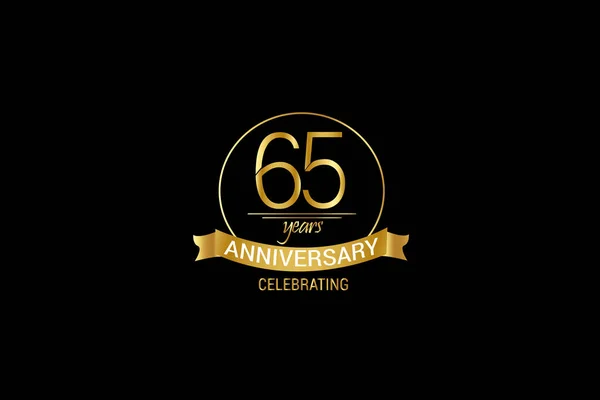 Luxury Black Gold Years Anniversary Minimalist Logo Years Jubilee Ribbon —  Vetores de Stock