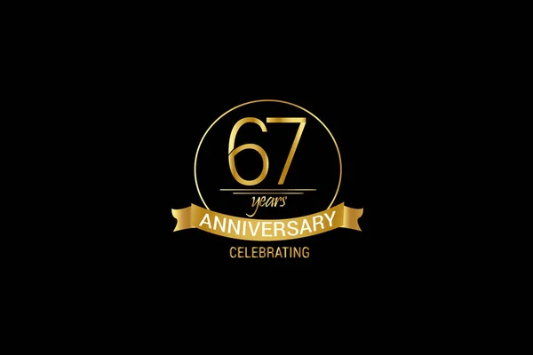 Luxury Black Gold Years Anniversary Minimalist Logo Years Jubilee Ribbon — Archivo Imágenes Vectoriales