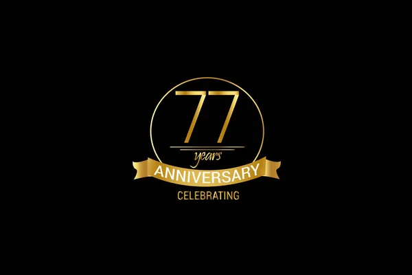 Luxury Black Gold Years Anniversary Minimalist Logo Years Jubilee Ribbon — Archivo Imágenes Vectoriales