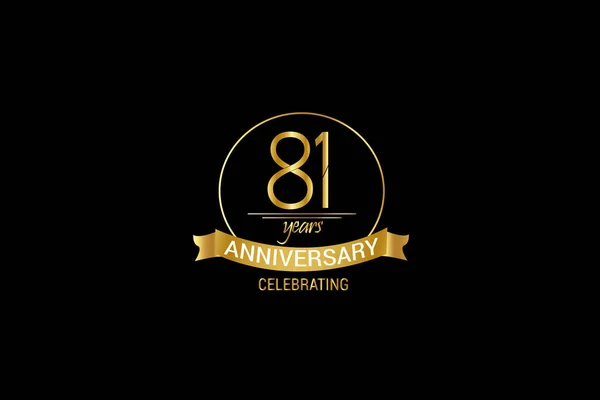 Luxury Black Gold Years Anniversary Minimalist Logo Years Jubilee Ribbon — Wektor stockowy