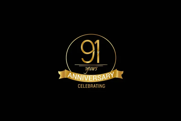 Luxury Black Gold Years Anniversary Minimalist Logo Years Jubilee Ribbon —  Vetores de Stock