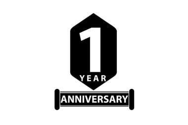one year anniversary, minimalist logo, jubilee, greeting card. invitation. 