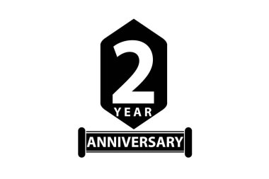 two years anniversary, minimalist logo, jubilee, greeting card. invitation. 