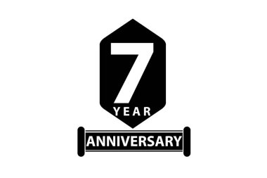 seven years anniversary, minimalist logo, jubilee, greeting card. invitation. 