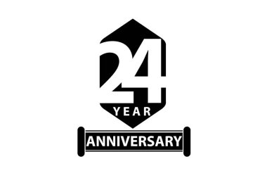 24 years anniversary, minimalist logo, jubilee, greeting card. invitation. 