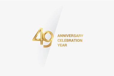49 years anniversary, minimalist logo jubilee, greeting card. Birthday invitation. Golden space vector illustration 