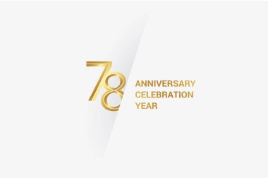 78  years anniversary, minimalist logo jubilee, greeting card. Birthday invitation. Golden space vector illustration 